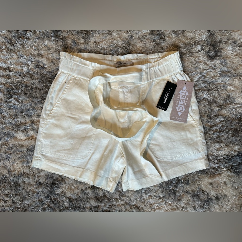 Liverpool Paper Bag Tie Front Porkchop Short - Cream NWT